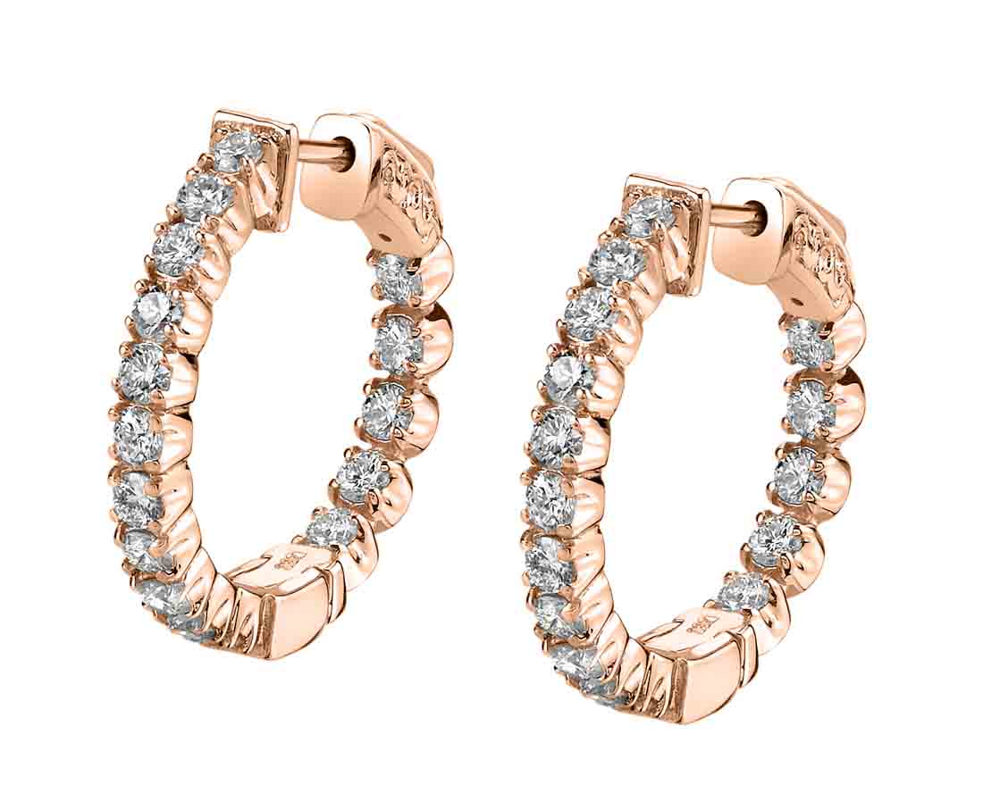 Thick Diamond Huggie Earrings - 19MM - 1 Carat