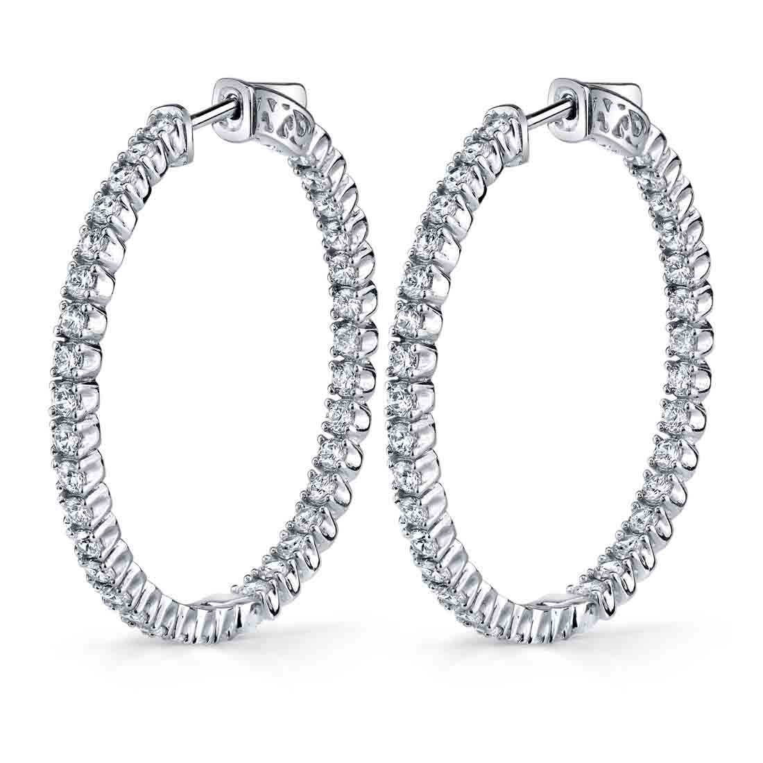 Large Diamond Hoop Earrings - 35MM - 2.25 Carats