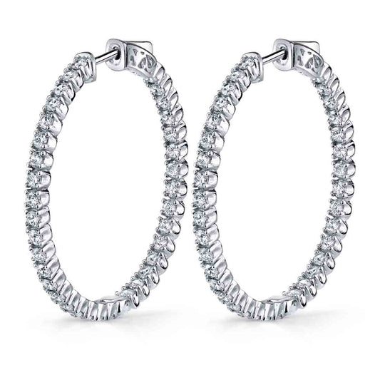 Large Diamond Hoop Earrings - 35MM - 2.25 Carats