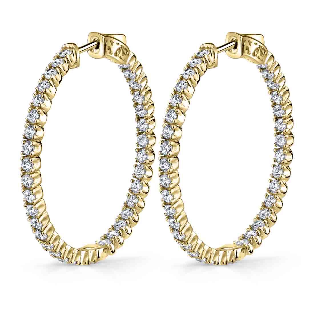 Large Diamond Hoop Earrings - 35MM - 2.25 Carats