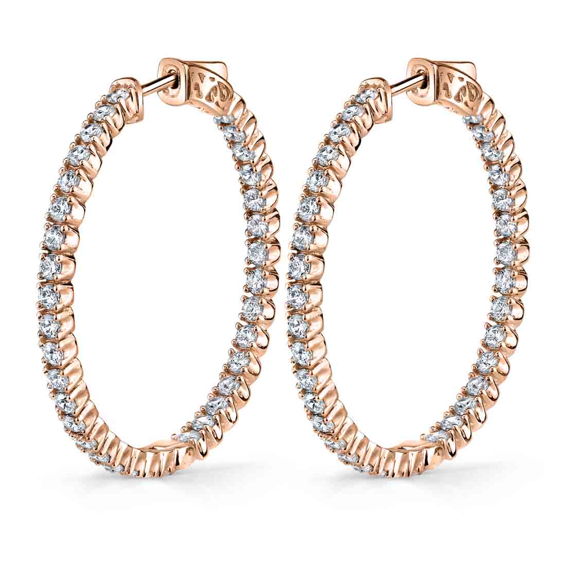 Large Diamond Hoop Earrings - 35MM - 2.25 Carats
