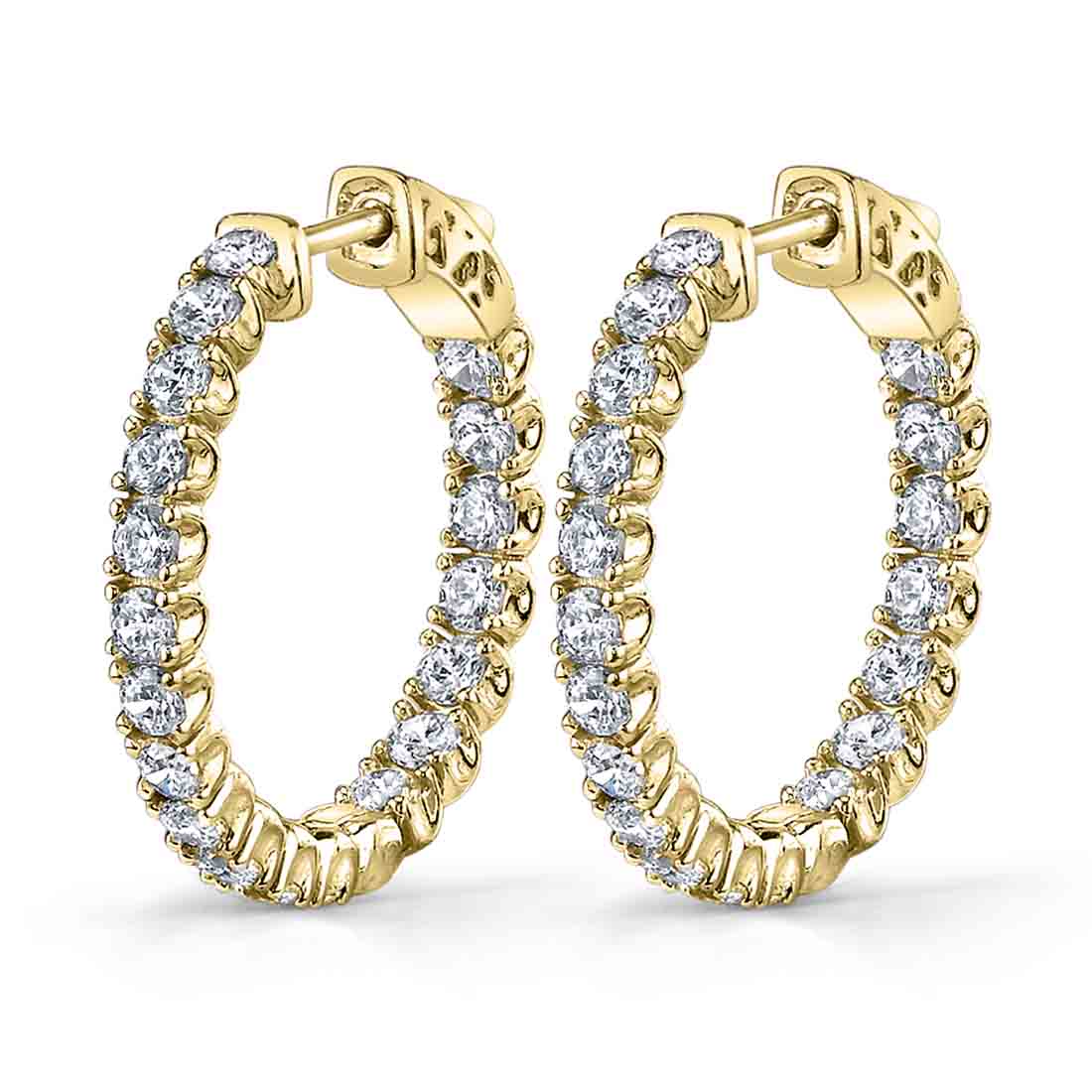 Thick Diamond Huggie Earrings - 25MM - 3 Carats