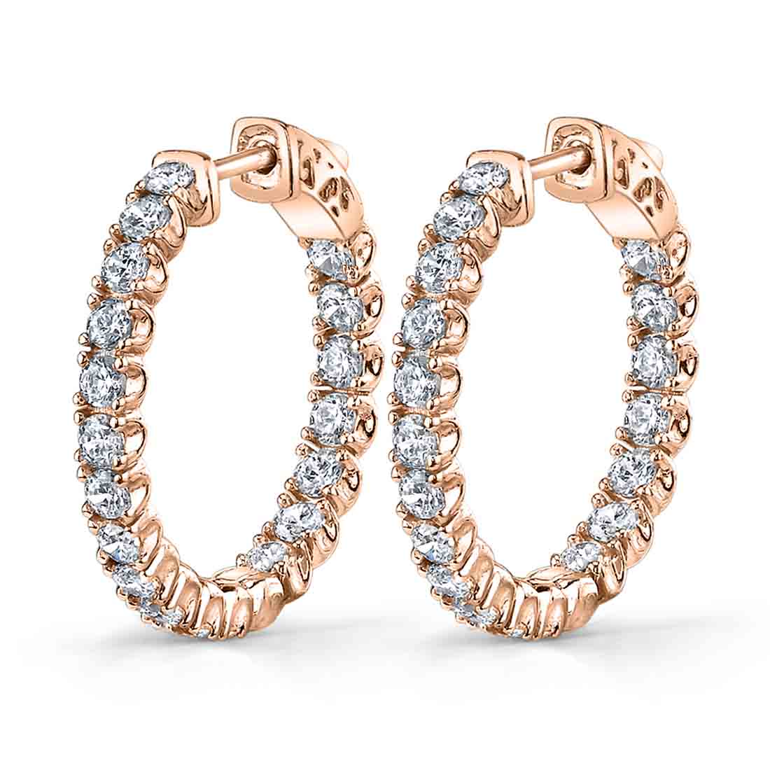 Thick Diamond Huggie Earrings - 25MM - 3 Carats