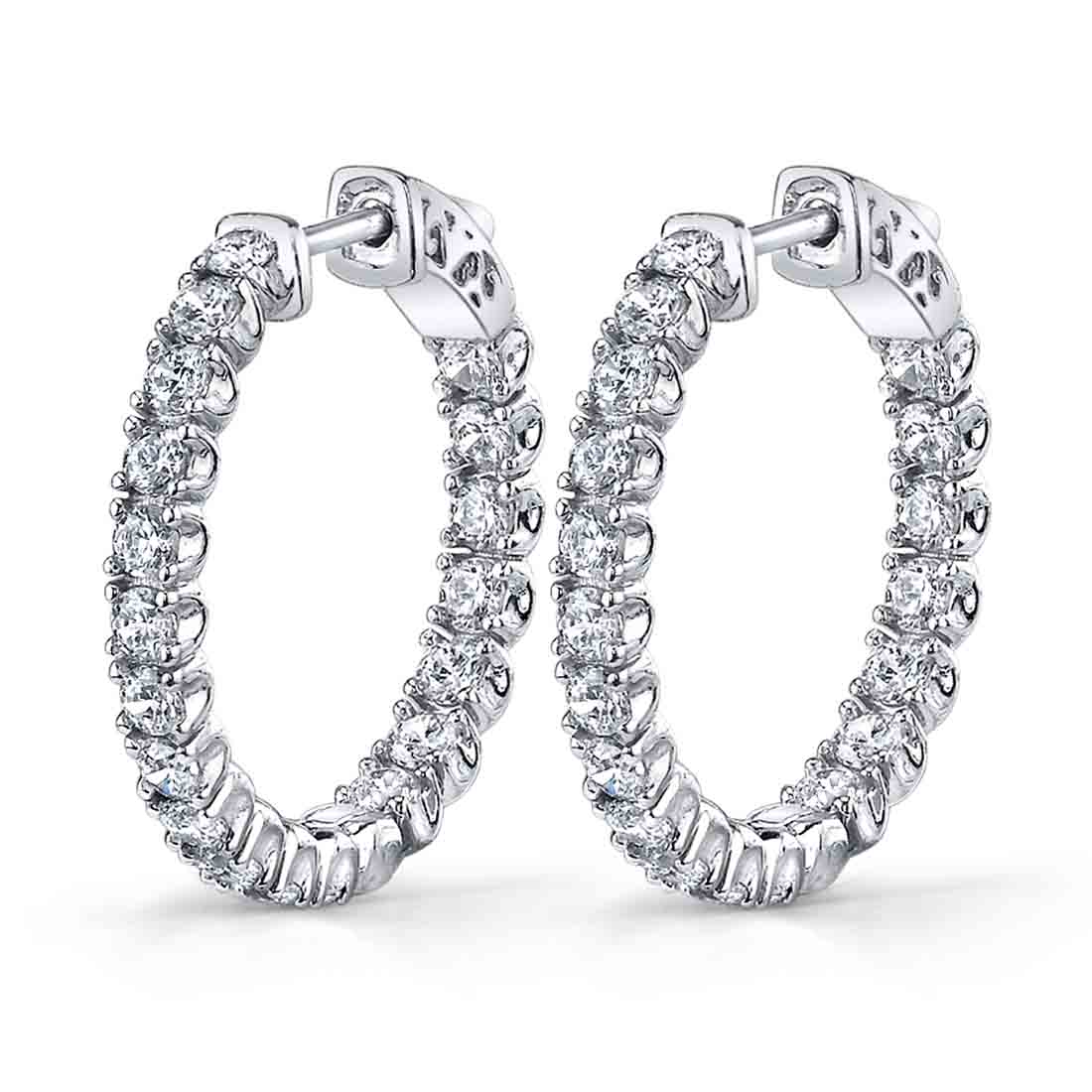 Thick Diamond Huggie Earrings - 25MM - 3 Carats