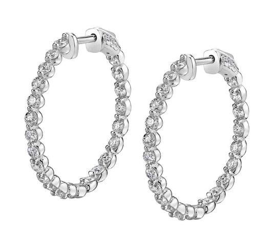 Single Prong Diamond Hoop Earrings - 24MM - 1.30 Carats