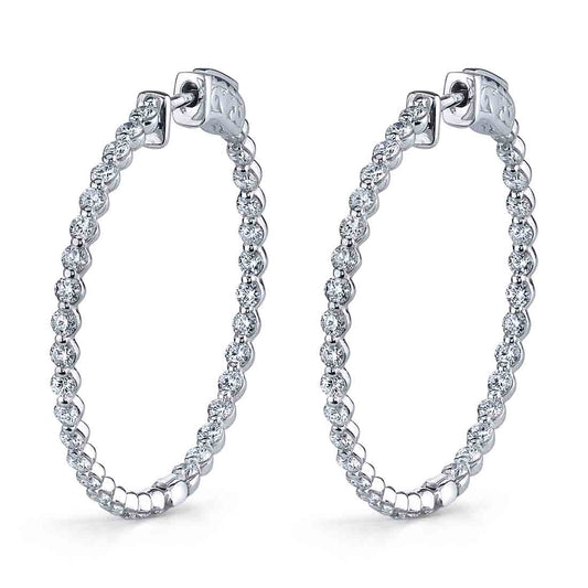 Large Single Prong Hoop Earrings - 32MM - 2.00 Carats