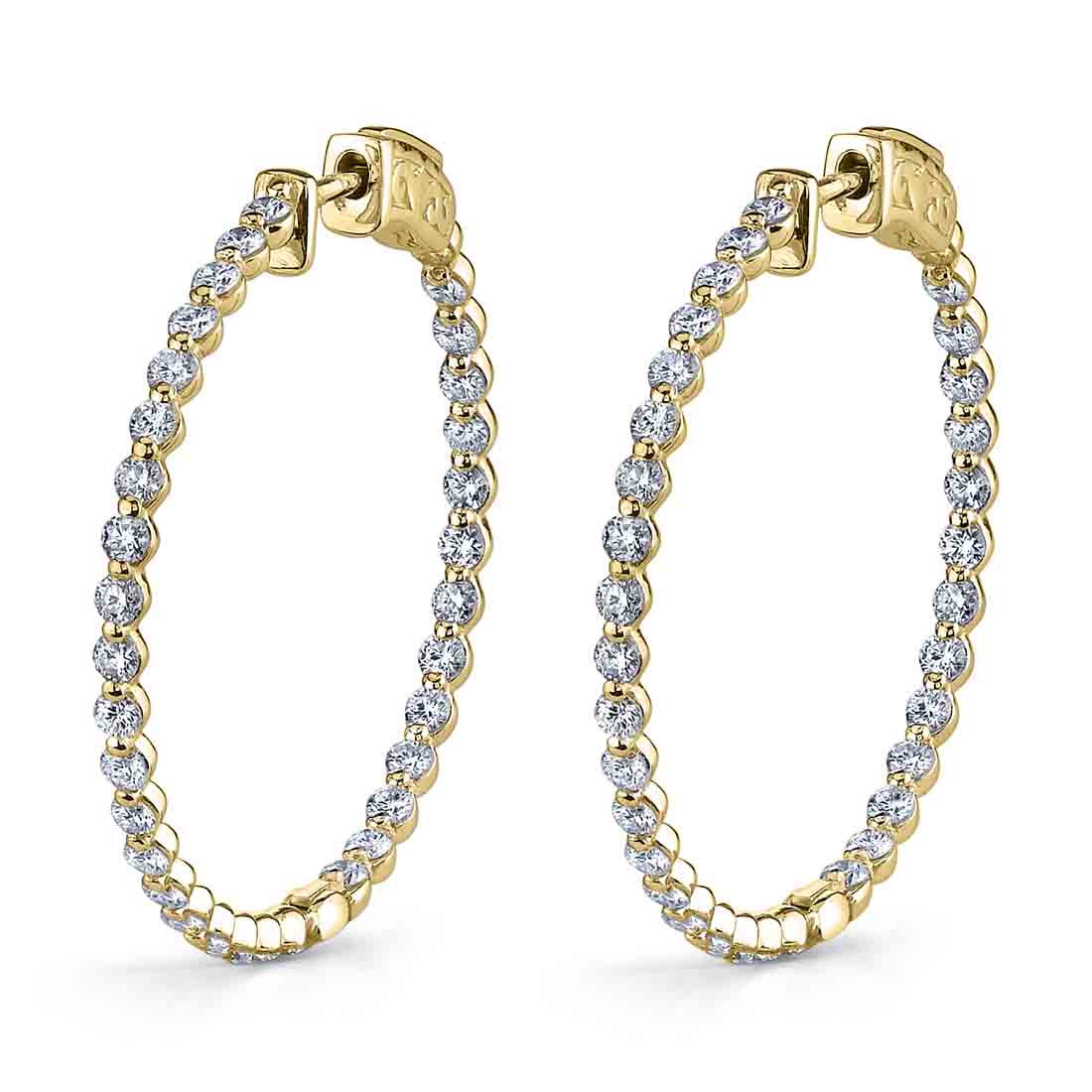 Large Single Prong Hoop Earrings - 32MM - 2.00 Carats