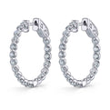 Small Single Prong Diamond Hoops - 23MM - 2 Carats