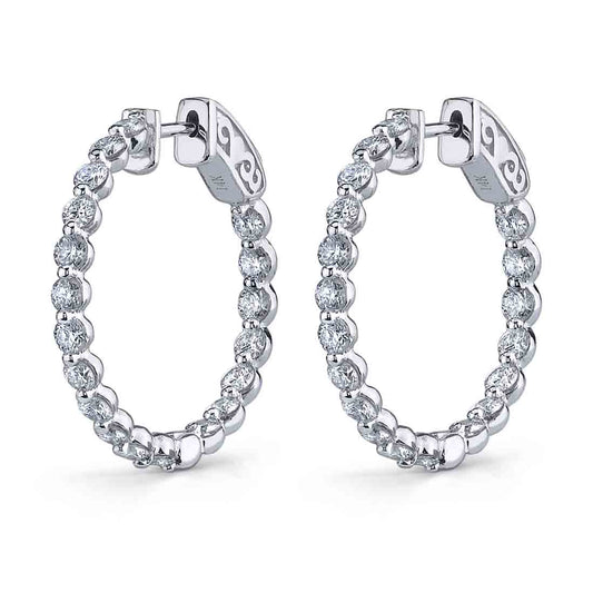 Small Single Prong Diamond Hoops - 23MM - 2 Carats