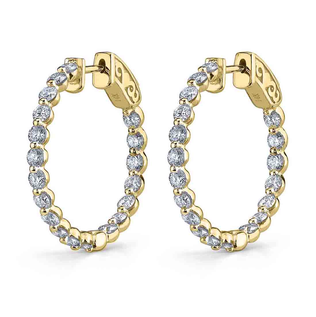 Small Single Prong Diamond Hoops - 23MM - 2 Carats
