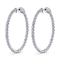 Large Single Prong Diamond Hoop Earrings - 32MM - 3.00 Carats