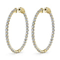 Large Single Prong Diamond Hoop Earrings - 32MM - 3.00 Carats