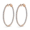 Large Single Prong Diamond Hoop Earrings - 32MM - 3.00 Carats