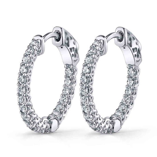 Shared Prong Huggie Earrings - 19MM - 0.90 Carats