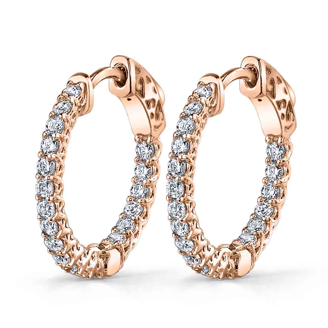 Shared Prong Huggie Earrings - 19MM - 0.90 Carats