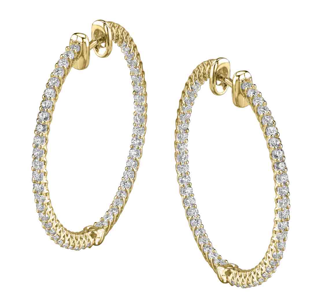 Classic Diamond Hoop Earrings - 35MM - 2 Carats