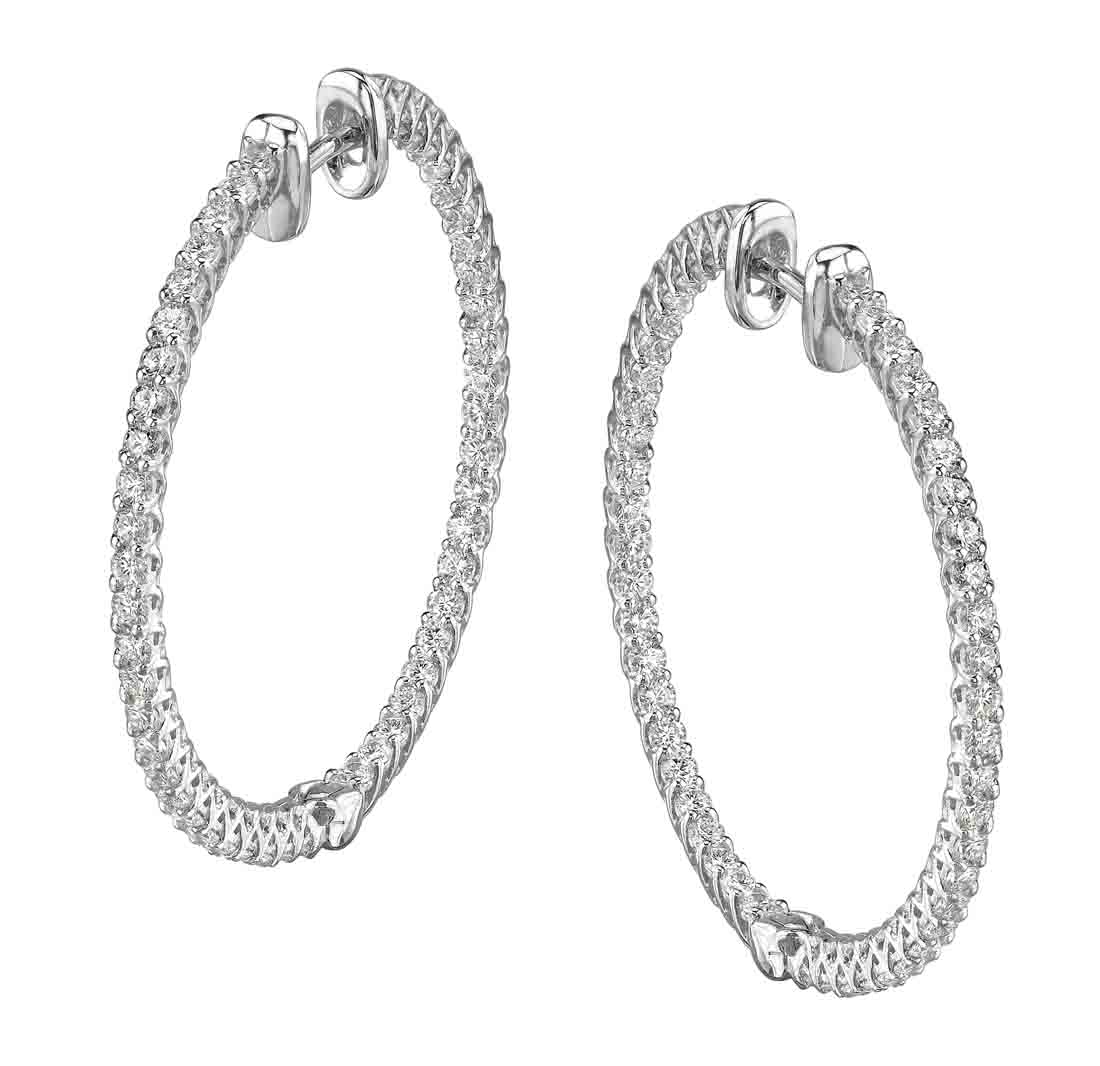 Classic Diamond Hoop Earrings - 35MM - 2 Carats