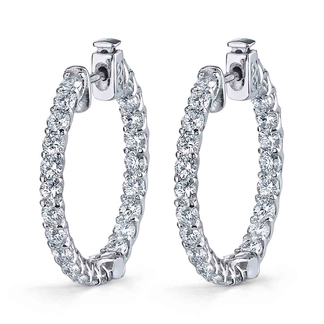Thick Diamond Huggie Earrings - 25MM - 3.1 Carats