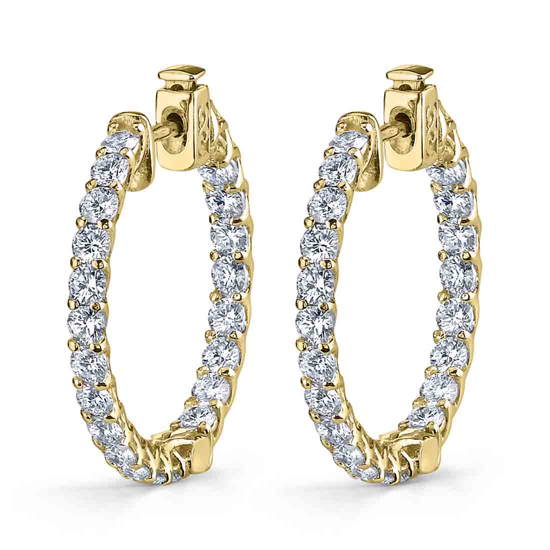 Thick Diamond Huggie Earrings - 25MM - 3.1 Carats