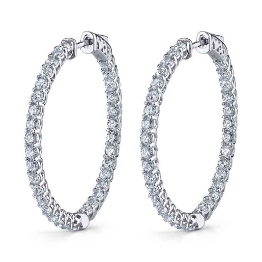 Shared Prong Diamond Hoop Earrings - 35MM - 4.80 Carats