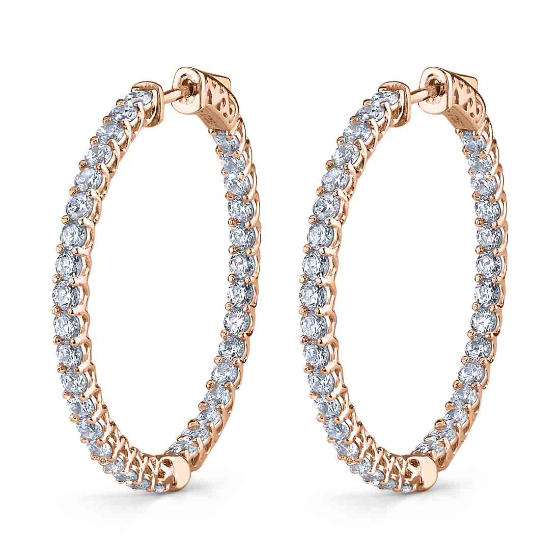 Shared Prong Diamond Hoop Earrings - 35MM - 4.80 Carats