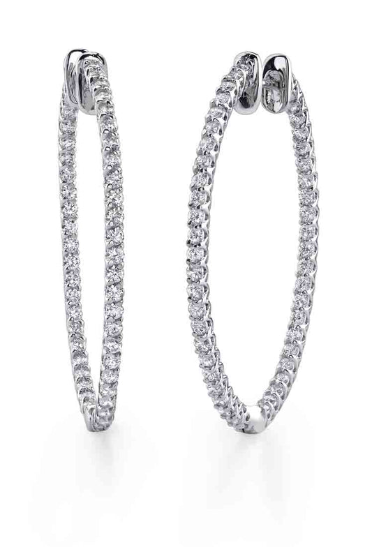 Large Thin Diamond Hoop Earrings - 32X38MM - 2 Carats