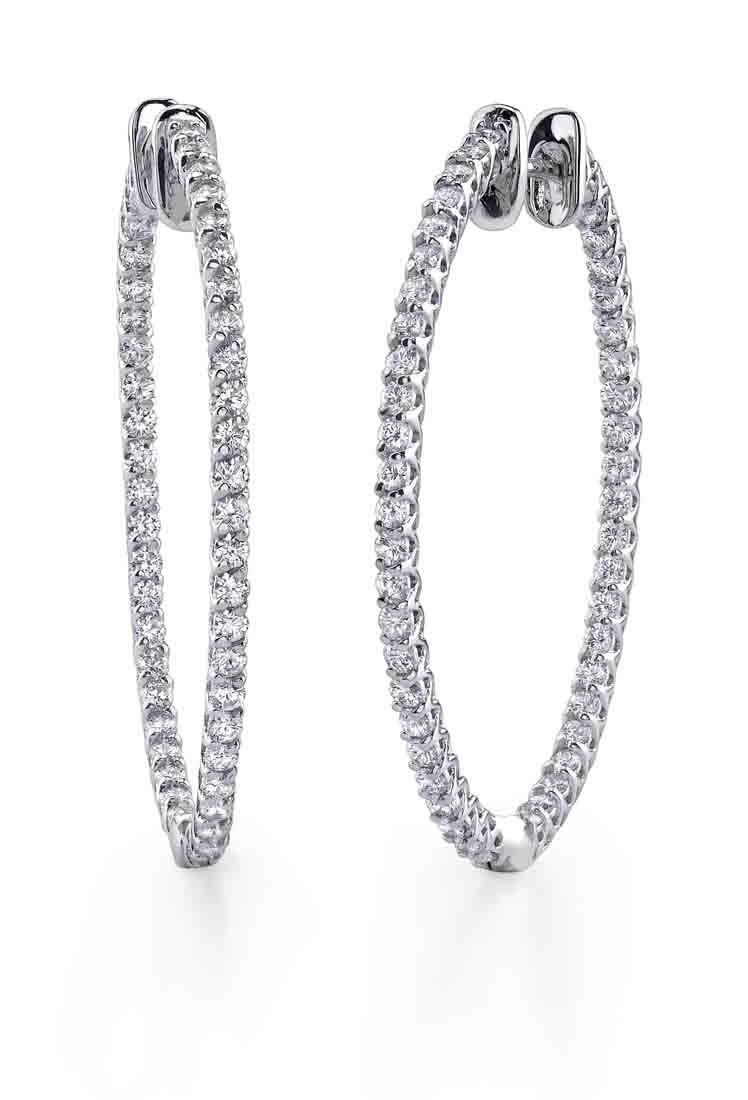 Large Thin Diamond Hoop Earrings - 32X38MM - 2 Carats