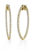Large Thin Diamond Hoop Earrings - 32X38MM - 2 Carats