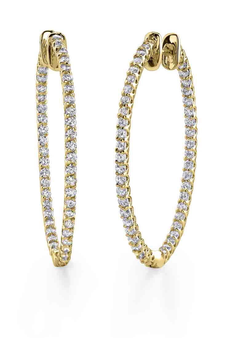 Large Thin Diamond Hoop Earrings - 32X38MM - 2 Carats