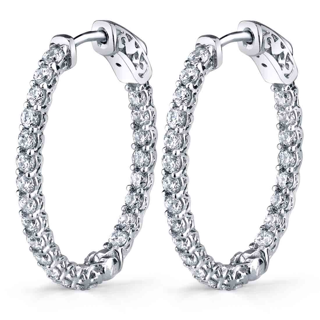 Diamond Hoop Earrings - 25X30MM - 2.50 Carats
