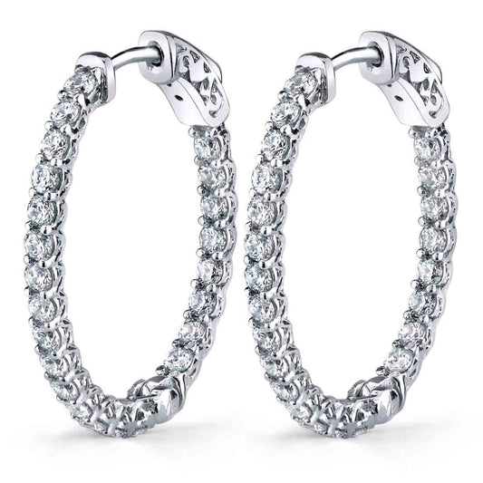 Diamond Hoop Earrings - 25X30MM - 2.50 Carats