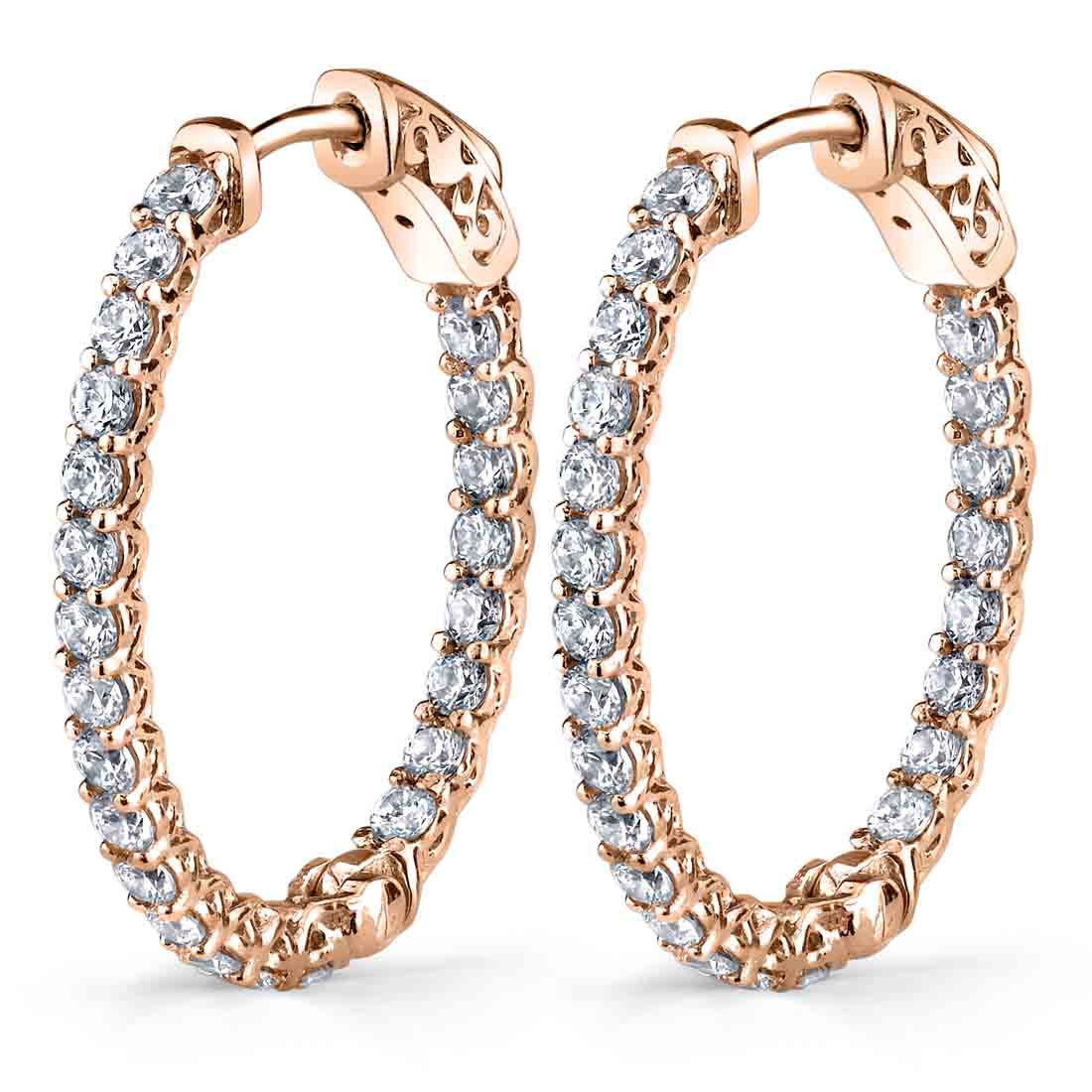 Diamond Hoop Earrings - 25X30MM - 2.50 Carats