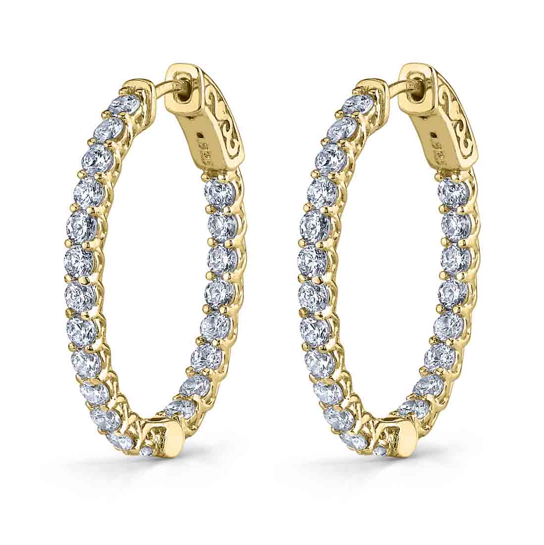Diamond Hoop Earrings - 25X30MM - 3.10 Carats