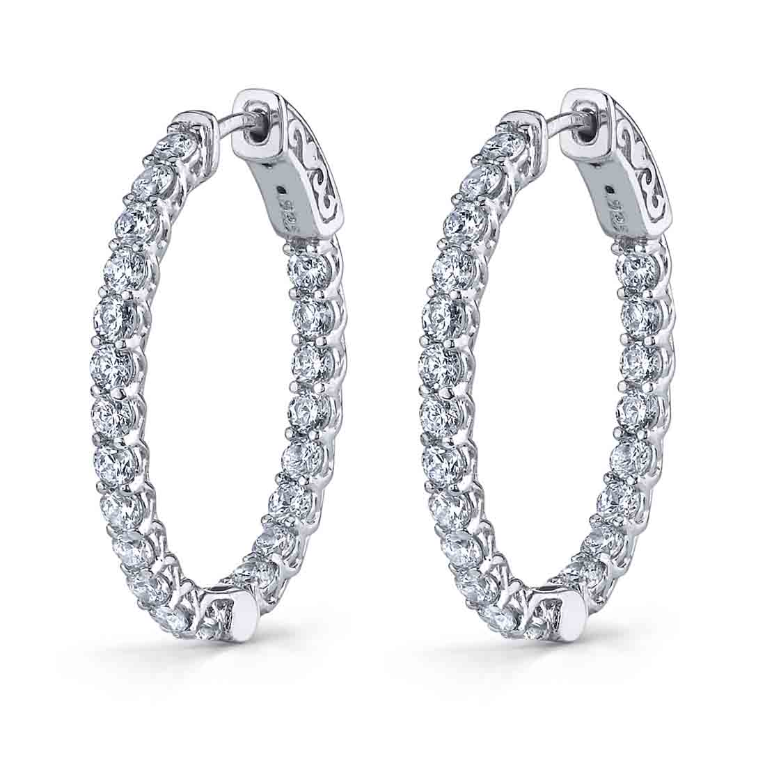 Diamond Hoop Earrings - 25X30MM - 3.10 Carats