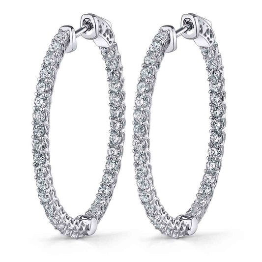 Classic Diamond Hoop Earrings - 32X40MM - 3.50 Carats
