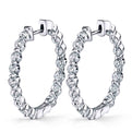 Single Prong Diamond Huggie Earrings - 25MM - 1.60 Carats