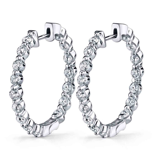 Single Prong Diamond Huggie Earrings - 25MM - 1.60 Carats