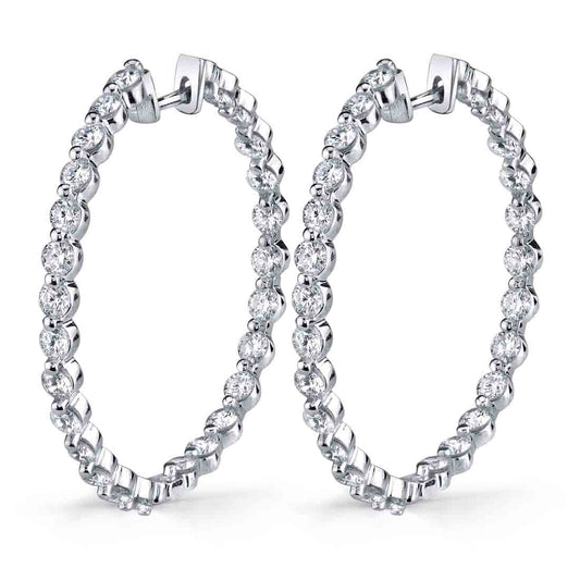 Single Prong Diamond Hoop Earrings - 29MM - 2.60 Carats