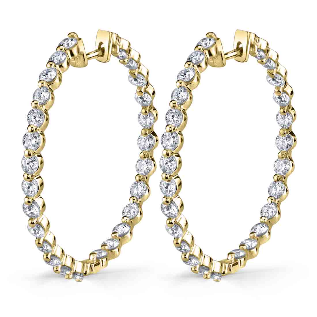 Single Prong Diamond Hoop Earrings - 29MM - 2.60 Carats