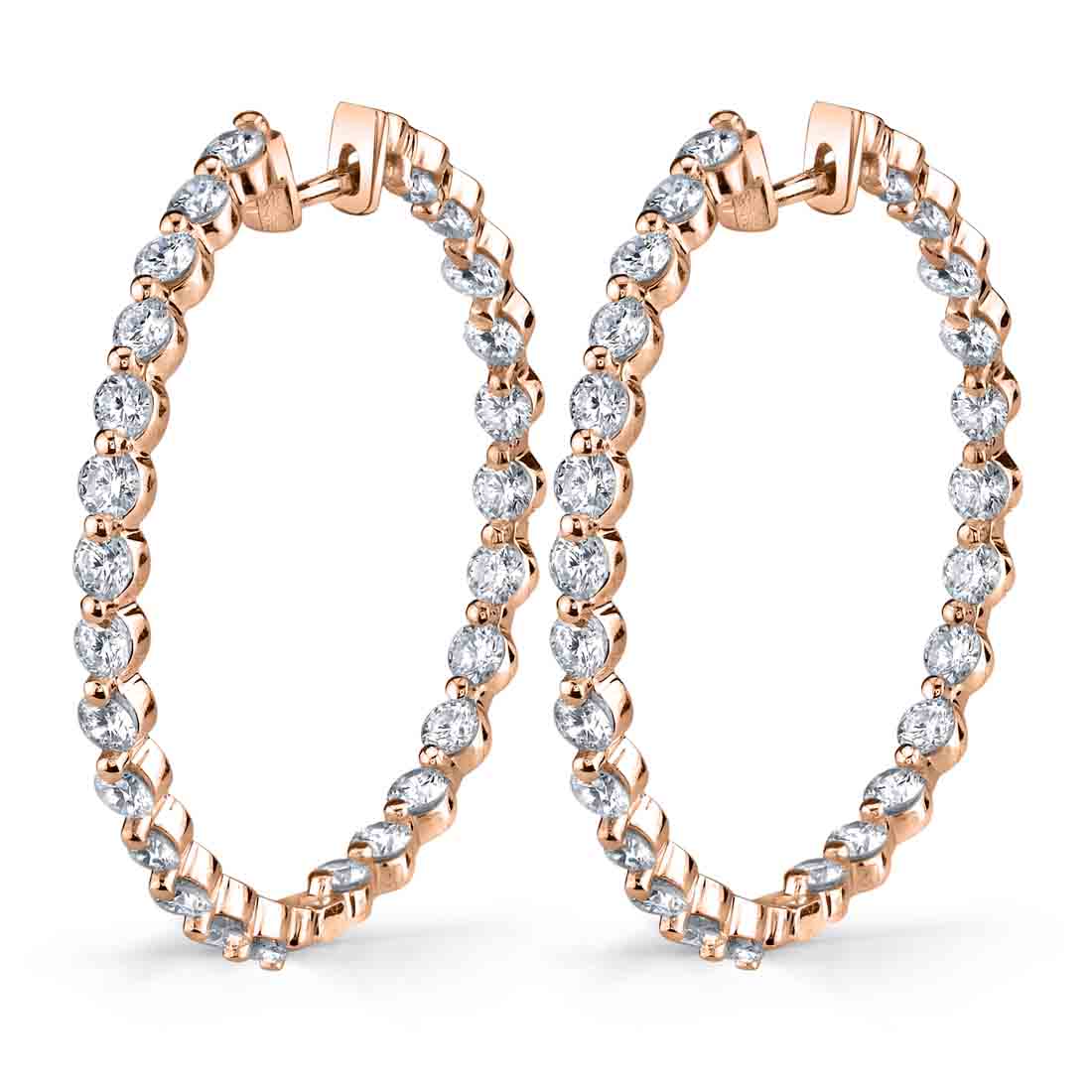 Single Prong Diamond Hoop Earrings - 29MM - 2.60 Carats