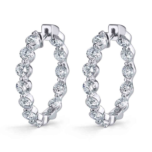 Thick Single Prong Diamond Huggie Earrings - 23MM - 3.75 Carats