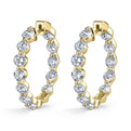 Thick Single Prong Diamond Huggie Earrings - 23MM - 3.75 Carats
