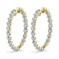 Small Single Prong Diamond Hoop Earrings - 30MM - 4.20 Carats
