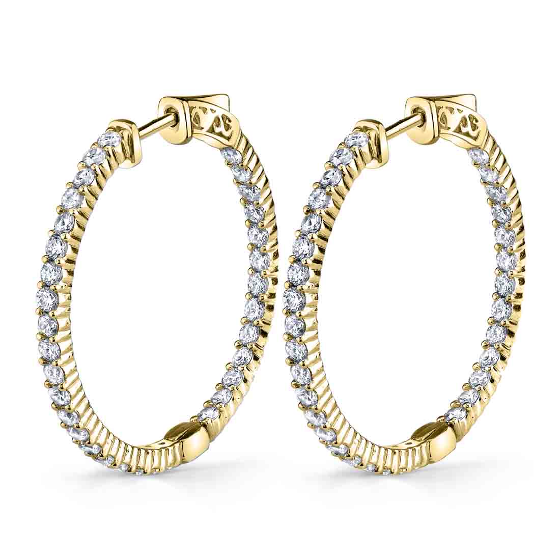 Classic Pave Diamond Hoop Earrings - 30MM - 2.00 Carats