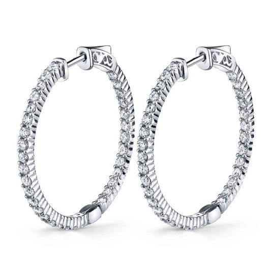 Classic Pave Diamond Hoop Earrings - 44MM - 3.00 Carats