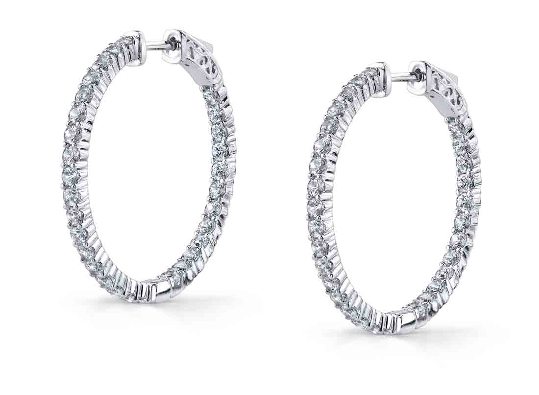 Thin Diamond Huggie Earrings - 32MM - 3.00 Carats