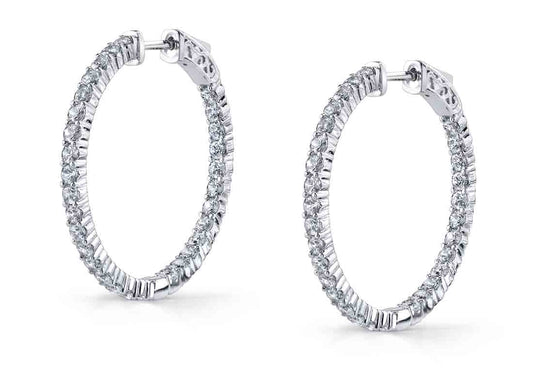 Thin Diamond Huggie Earrings - 32MM - 3.00 Carats