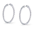 Thin Single Prong Diamond Hoop Earrings - 32MM - 1.80 Carats