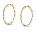 Thin Single Prong Diamond Hoop Earrings - 32MM - 1.80 Carats
