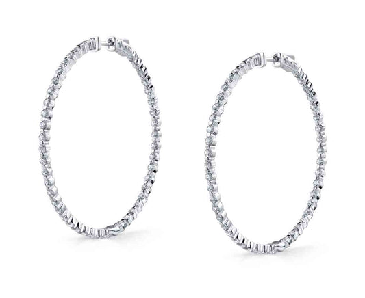 Ultra Thin Shared Prong Diamond Hoop Earrings - 44MM - 2.70 Carats